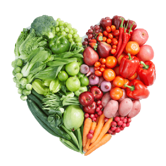 Coração de alimentos saudáveis